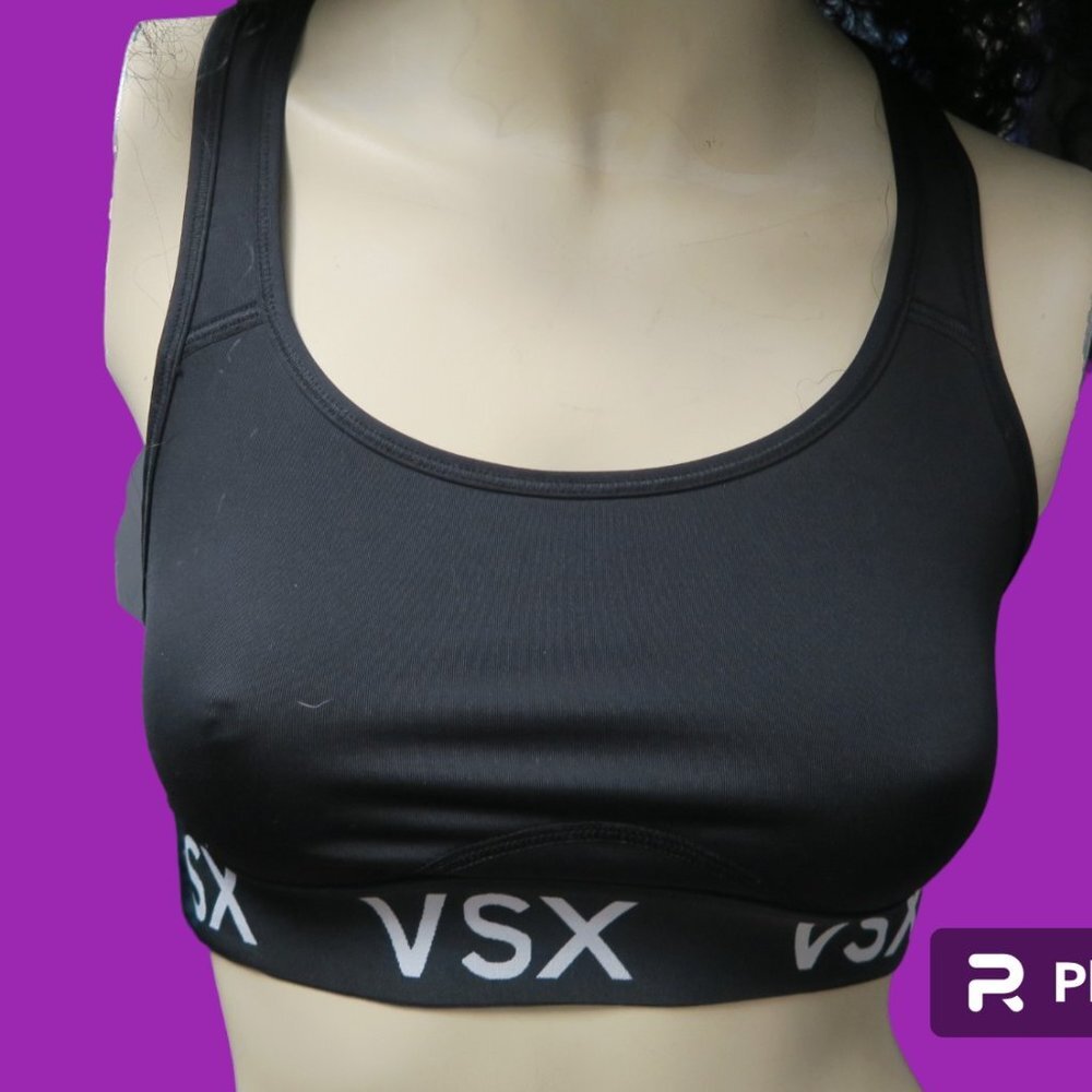 Victoria's Secret Victoria Sport VSX racerback sports bra in black and white S - Picture 1 of 8